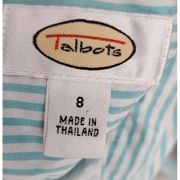 Talbots‎ Stripped Chevron Button Down Shirt Blouse Sz 8 100% Cotton - Picture 7 of 8